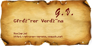 Gfrörer Veréna névjegykártya